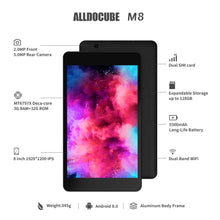 Load image into Gallery viewer, ALLDOCUBE M8 Android 8.0 Dual 4G LTE Tablet (8" 1920*1200 IPS, 10-core MTK X27 CPU, 3 GB RAM, 32 GB ROM, 2.0MP & 5.0MP Camera, GPS)