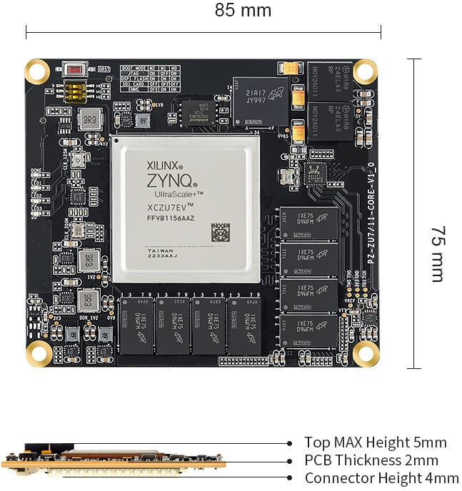 PUZHI PZ-ZU7EV-SOM: Xilinx Zynq UltraScale+ MPSoC XCZU7EV FPGA SOM